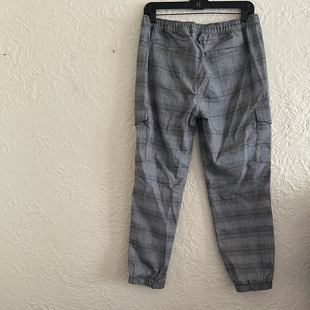 Sanctuary Gray Plaid Cargo Joggers Pants NWT Large - Picture 8 of 10